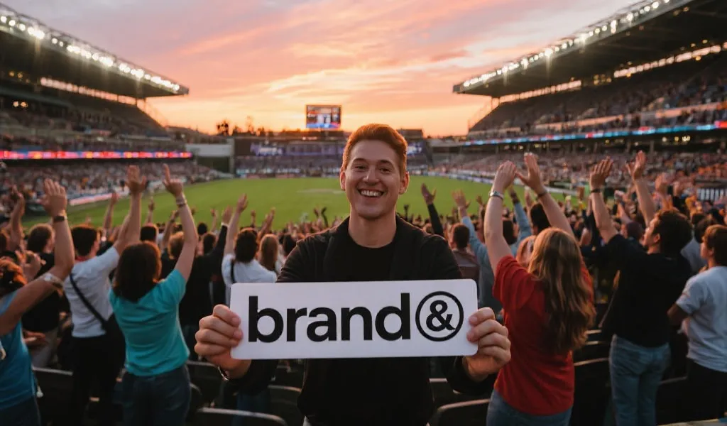 影响者与满冠官网体育在夕阳下的体育场